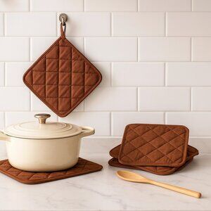 Pot Holders 100% Cotton (Pack of 10) Pot Holder 8" x 8" Square Brown Bulk